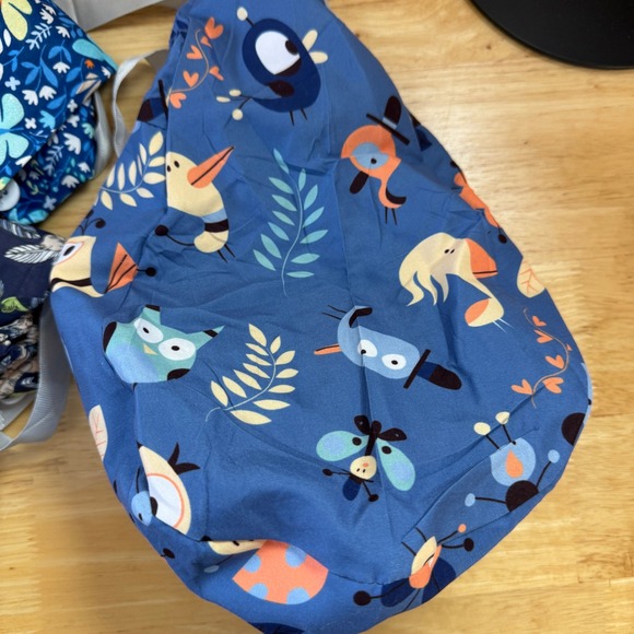 8 Scrub Hat Bouffant Ponytail Caps, Buttons Washable Reusable Cotton Prints - Picture 6 of 11